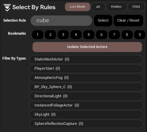 Interface de Select By Rules